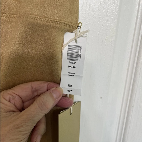 Aritzia Wilfred Free Daria Vegan Faux Suede Biege Leggings High Waist Size M New - Picture 7 of 10